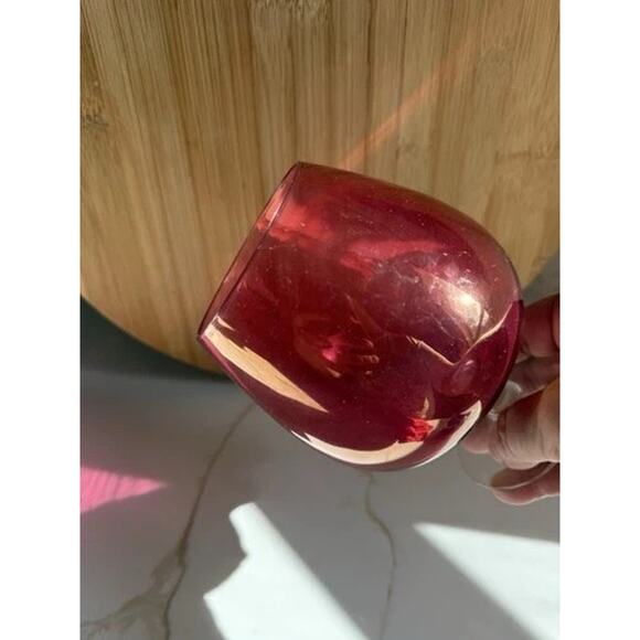 Mid Century Vintage Hand Blown Glass Ruby Red Brandy Snifter Balloon Vase 6 “ - Picture 2 of 4